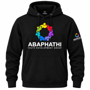 Black ABAPHATHI Youth Development Group hoodie front view